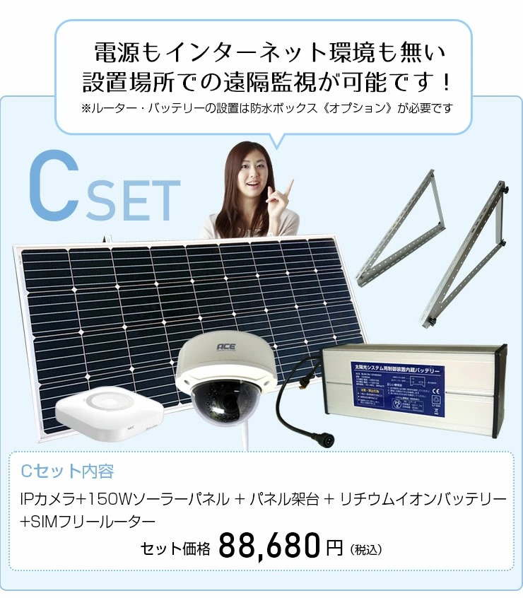 ソーラーパネル、防犯カメラのシステム構成
