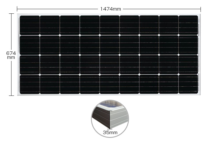 単結晶のセル採用の150Wソーラーパネル